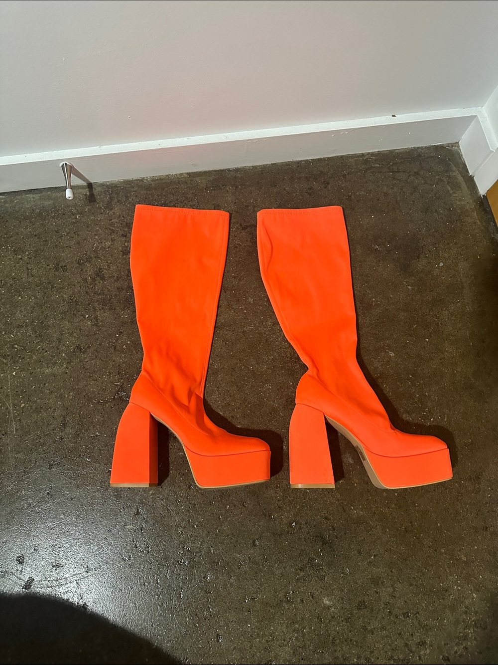 Women's Orange Platform Knee-High Boots